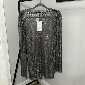 Zara Rhinestone Party Event Dress Long Sleeve Mesh Mini Black Size XS-S Sold Out